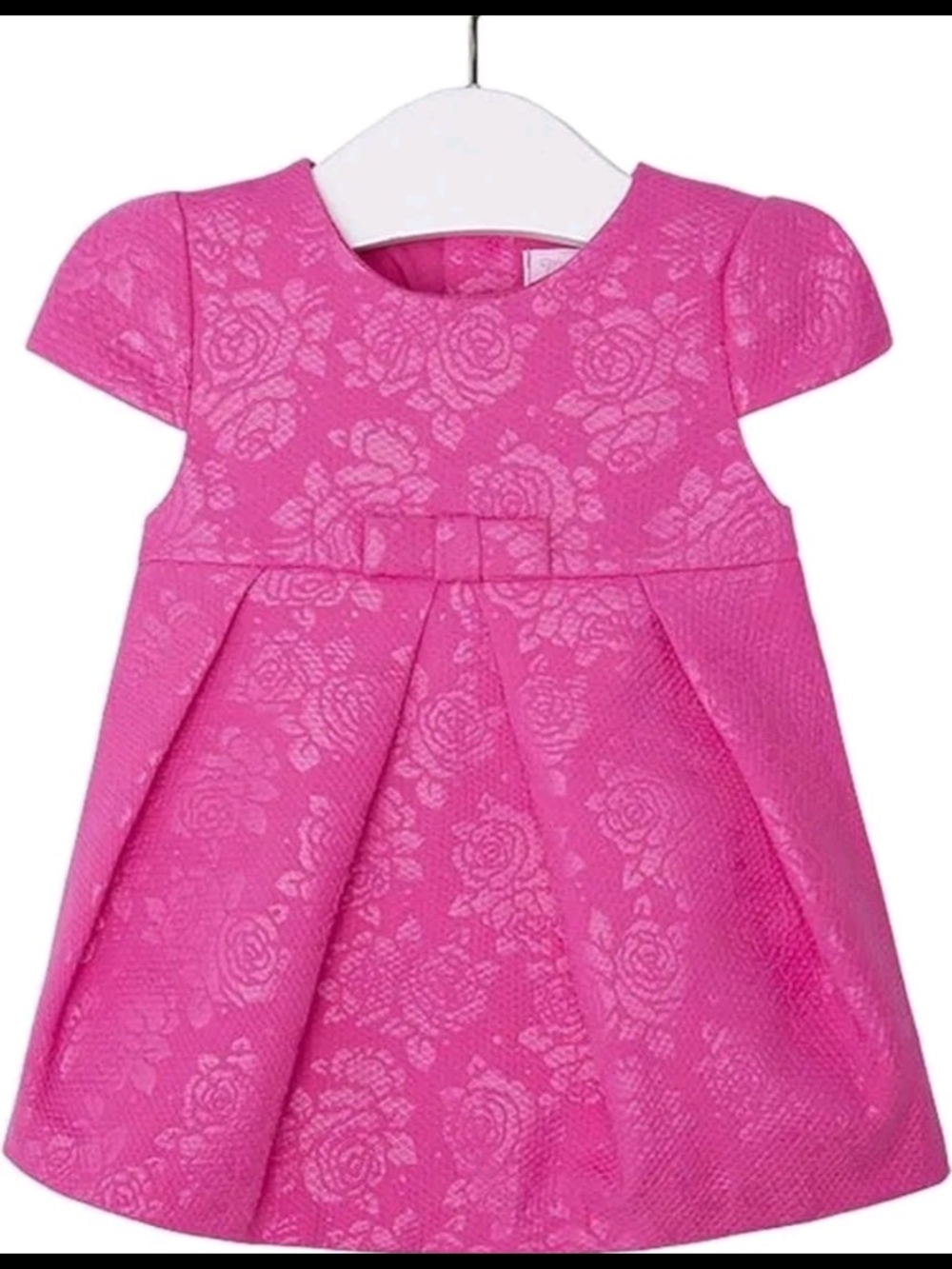 Mayoral Pink Floral Jacquard Party Dress with Bow Size 12 Months